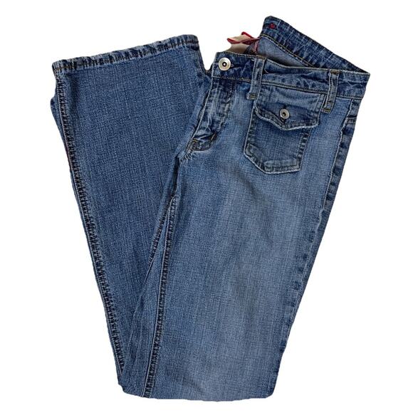 Vintage Y2K Johnnie M Bootcut Flare Jeans Juniors Sz 7 Low Rise 90s Medium Wash - Picture 6 of 6
